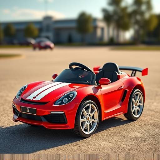 A ride-on toy car shaped like a classic sports car.