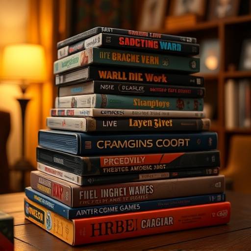 A set of board games stacked on top of each other.