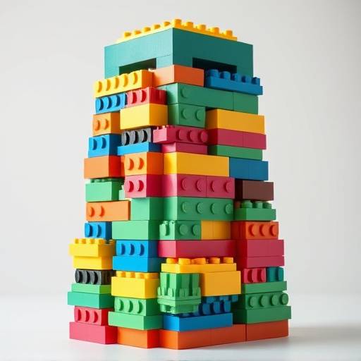 A set of colorful building blocks arranged in a tower shape.